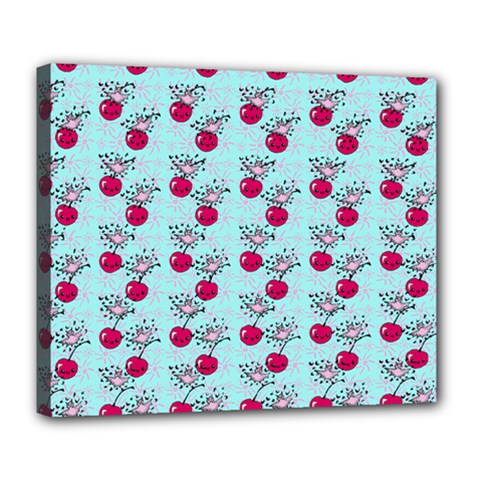 Cherries An Bats Aqua Deluxe Canvas 24  X 20  (stretched) by snowwhitegirl