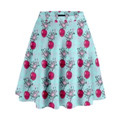 Cherries An Bats Aqua High Waist Skirt by snowwhitegirl