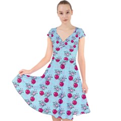 Cherries An Bats Aqua Cap Sleeve Front Wrap Midi Dress by snowwhitegirl