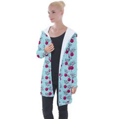 Cherries An Bats Aqua Longline Hooded Cardigan by snowwhitegirl