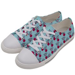 Cherries An Bats Aqua Women s Low Top Canvas Sneakers by snowwhitegirl