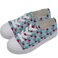 Cherries An Bats Aqua Kids  Low Top Canvas Sneakers by snowwhitegirl