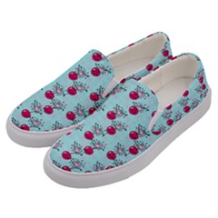 Cherries An Bats Aqua Men s Canvas Slip Ons by snowwhitegirl