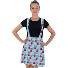 Cherries An Bats Aqua Velvet Suspender Skater Skirt by snowwhitegirl