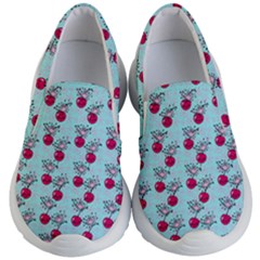 Cherries An Bats Aqua Kids  Lightweight Slip Ons by snowwhitegirl