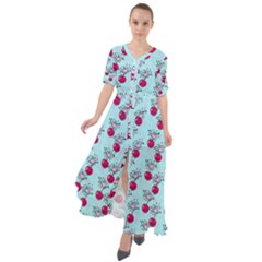 Cherries An Bats Aqua Waist Tie Boho Maxi Dress by snowwhitegirl