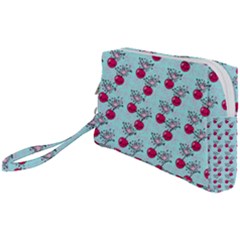 Cherries An Bats Aqua Wristlet Pouch Bag (small)