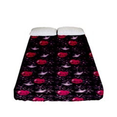 Cherries An Bats Black Fitted Sheet (full/ Double Size) by snowwhitegirl