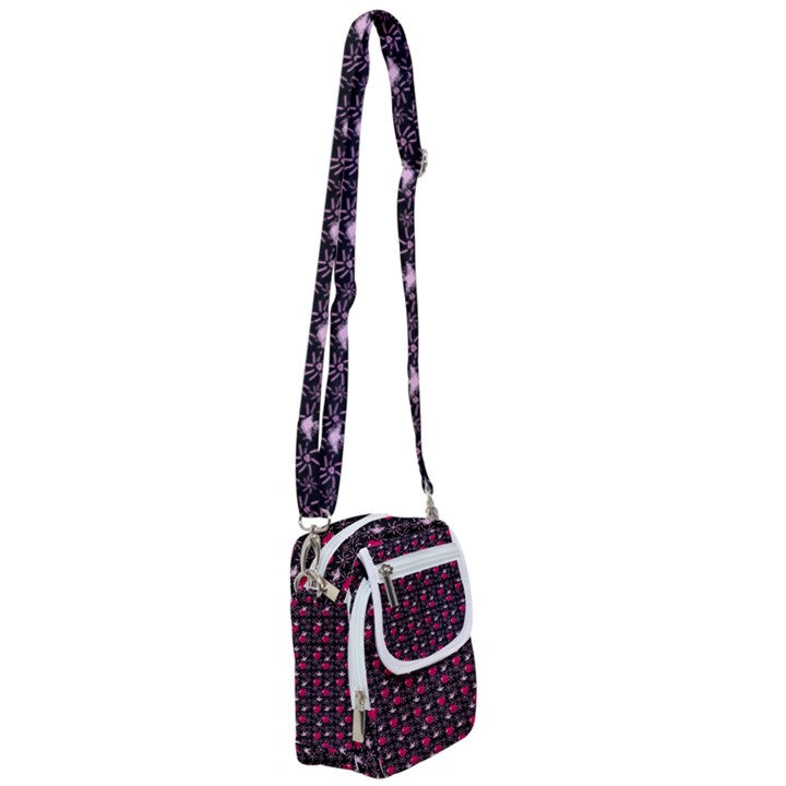 Cherries An Bats Black Shoulder Strap Belt Bag