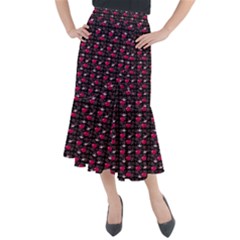 Cherries An Bats Black Midi Mermaid Skirt