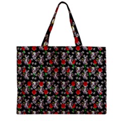 Heart Skeleton Face Pattern Black Zipper Mini Tote Bag by snowwhitegirl