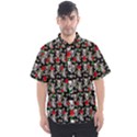 Heart Skeleton Face Pattern Black Men s Short Sleeve Shirt View1