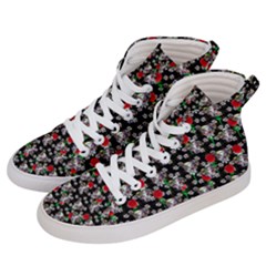 Heart Skeleton Face Pattern Black Women s Hi-top Skate Sneakers by snowwhitegirl