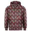 Heart Skeleton Face Pattern Burgundy Men s Overhead Hoodie View1