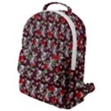 Heart Skeleton Face Pattern Burgundy Flap Pocket Backpack (Small) View1