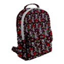 Heart Skeleton Face Pattern Burgundy Flap Pocket Backpack (Small) View2