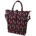 Heart Skeleton Face Pattern Burgundy Buckle Top Tote Bag View1