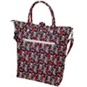 Heart Skeleton Face Pattern Burgundy Buckle Top Tote Bag View2