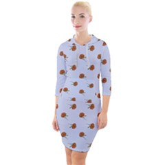 Peach Rose Blue Quarter Sleeve Hood Bodycon Dress by snowwhitegirl