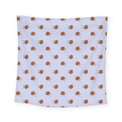 Peach Rose Blue Square Tapestry (small) by snowwhitegirl