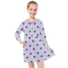 Peach Rose Blue Kids  Quarter Sleeve Shirt Dress by snowwhitegirl