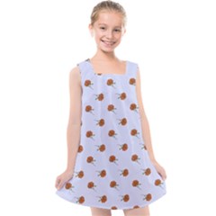 Peach Rose Blue Kids  Cross Back Dress by snowwhitegirl