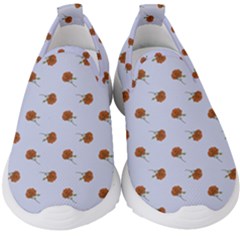 Peach Rose Blue Kids  Slip On Sneakers by snowwhitegirl