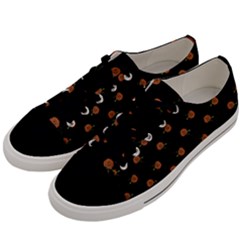 Peach Rose Black Men s Low Top Canvas Sneakers by snowwhitegirl