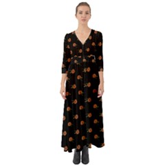 Peach Rose Black Button Up Boho Maxi Dress by snowwhitegirl