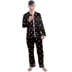 Peach Rose Black Men s Satin Pajamas Long Pants Set