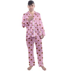 Peach Rose Pink Men s Satin Pajamas Long Pants Set