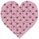 Peach Rose Pink Wooden Puzzle Heart View1