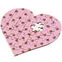 Peach Rose Pink Wooden Puzzle Heart View2