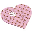 Peach Rose Pink Wooden Puzzle Heart View3