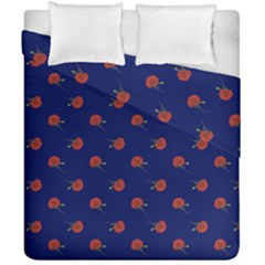 Red Rose Blue Duvet Cover Double Side (california King Size) by snowwhitegirl