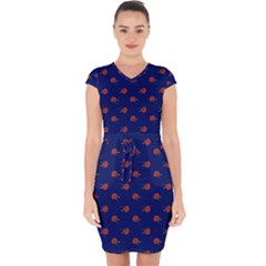 Red Rose Blue Capsleeve Drawstring Dress  by snowwhitegirl