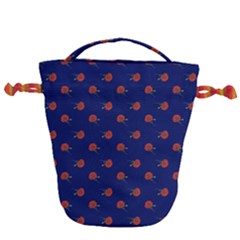 Red Rose Blue Drawstring Bucket Bag by snowwhitegirl