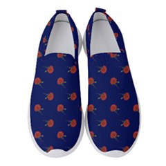 Red Rose Blue Women s Slip On Sneakers by snowwhitegirl