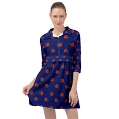 Red Rose Blue Mini Skater Shirt Dress