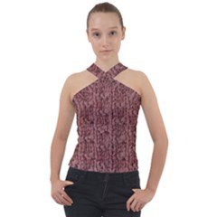 Knitted Wool Rose Cross Neck Velour Top by snowwhitegirl