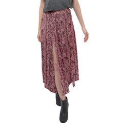 Knitted Wool Rose Velour Split Maxi Skirt