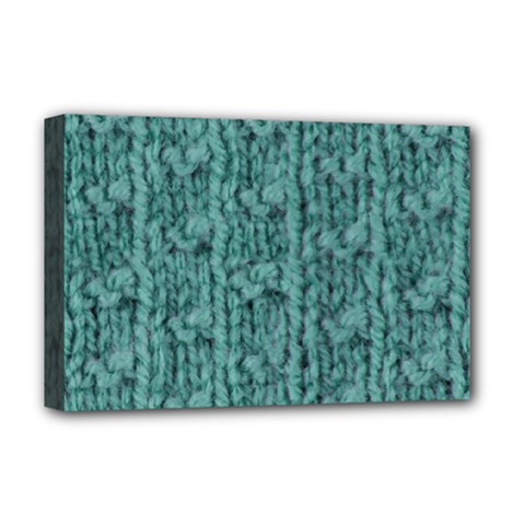 Knitted Wool Blue Deluxe Canvas 18  X 12  (stretched) by snowwhitegirl