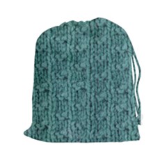 Knitted Wool Blue Drawstring Pouch (xxl) by snowwhitegirl