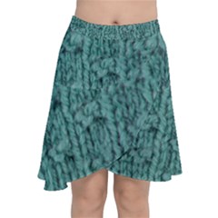 Knitted Wool Blue Chiffon Wrap Front Skirt