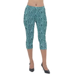 Knitted Wool Blue Lightweight Velour Capri Leggings  by snowwhitegirl