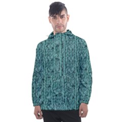 Knitted Wool Blue Men s Front Pocket Pullover Windbreaker