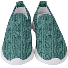 Knitted Wool Blue Kids  Slip On Sneakers by snowwhitegirl