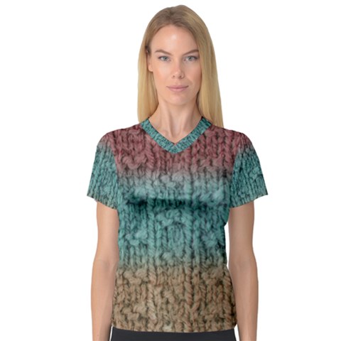 Knitted Wool Ombre 1 V-neck Sport Mesh Tee by snowwhitegirl