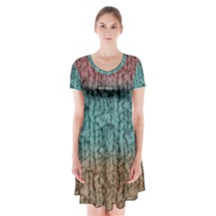 Knitted Wool Ombre 1 Short Sleeve V-neck Flare Dress by snowwhitegirl