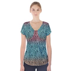 Knitted Wool Ombre 1 Short Sleeve Front Detail Top by snowwhitegirl